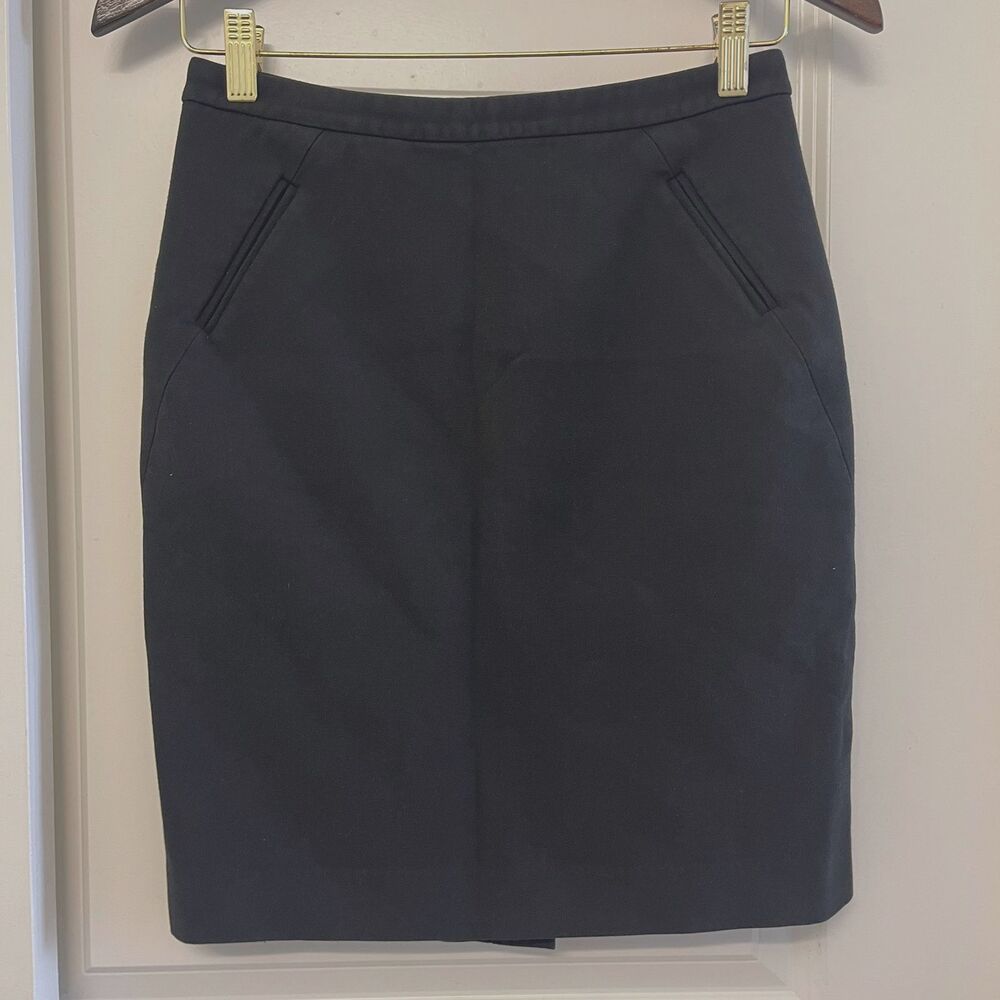 Loft Black Pencil Skirt 0P Size Petite Pockets Straight Career Office Work Wear - Picture 2 of 10